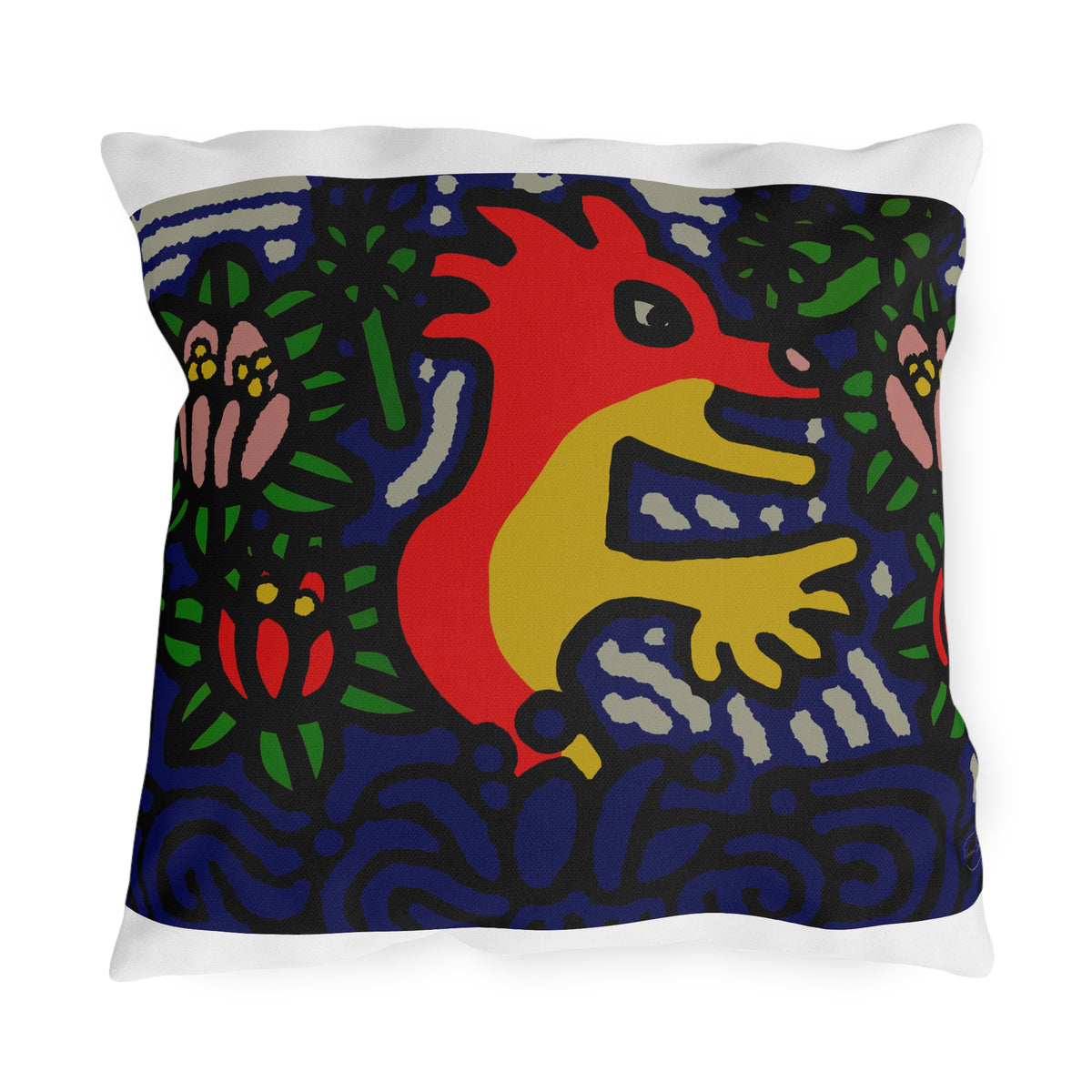 Breaking through the surface of a lotus pond — Outdoor Pillow