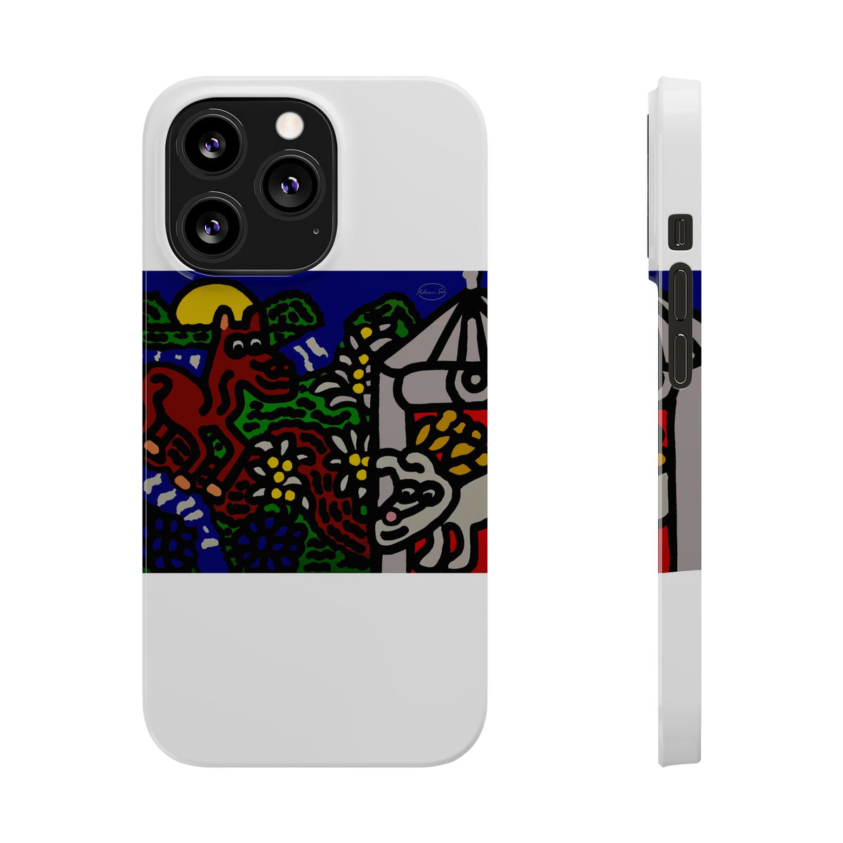 Bunny welcoming a friendly horse on his journey Slim Phone Case