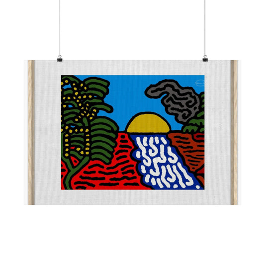 The river that joins the Australian wattle and Lebanese cedar tree in friendship Matte Poster Horizontal (Large)