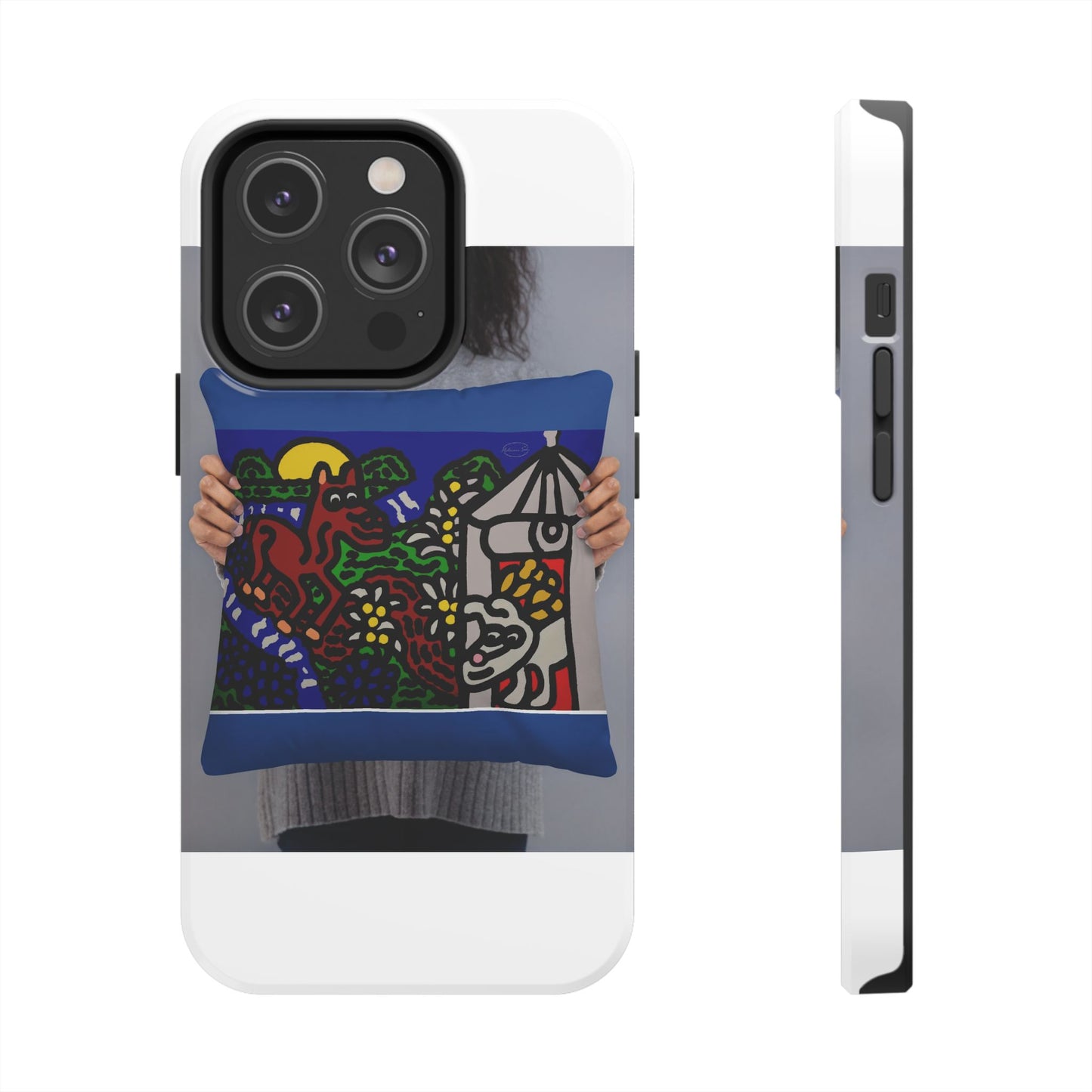 Bunny welcoming a friendly horse on his journey Tough Phone Case