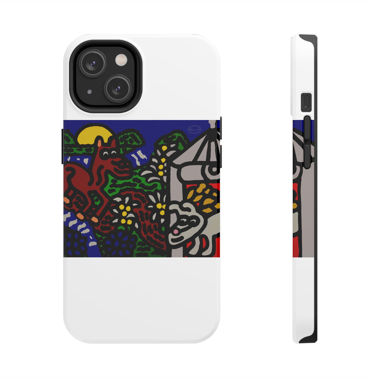 Bunny welcoming a friendly horse on his journey Tough Phone Case
