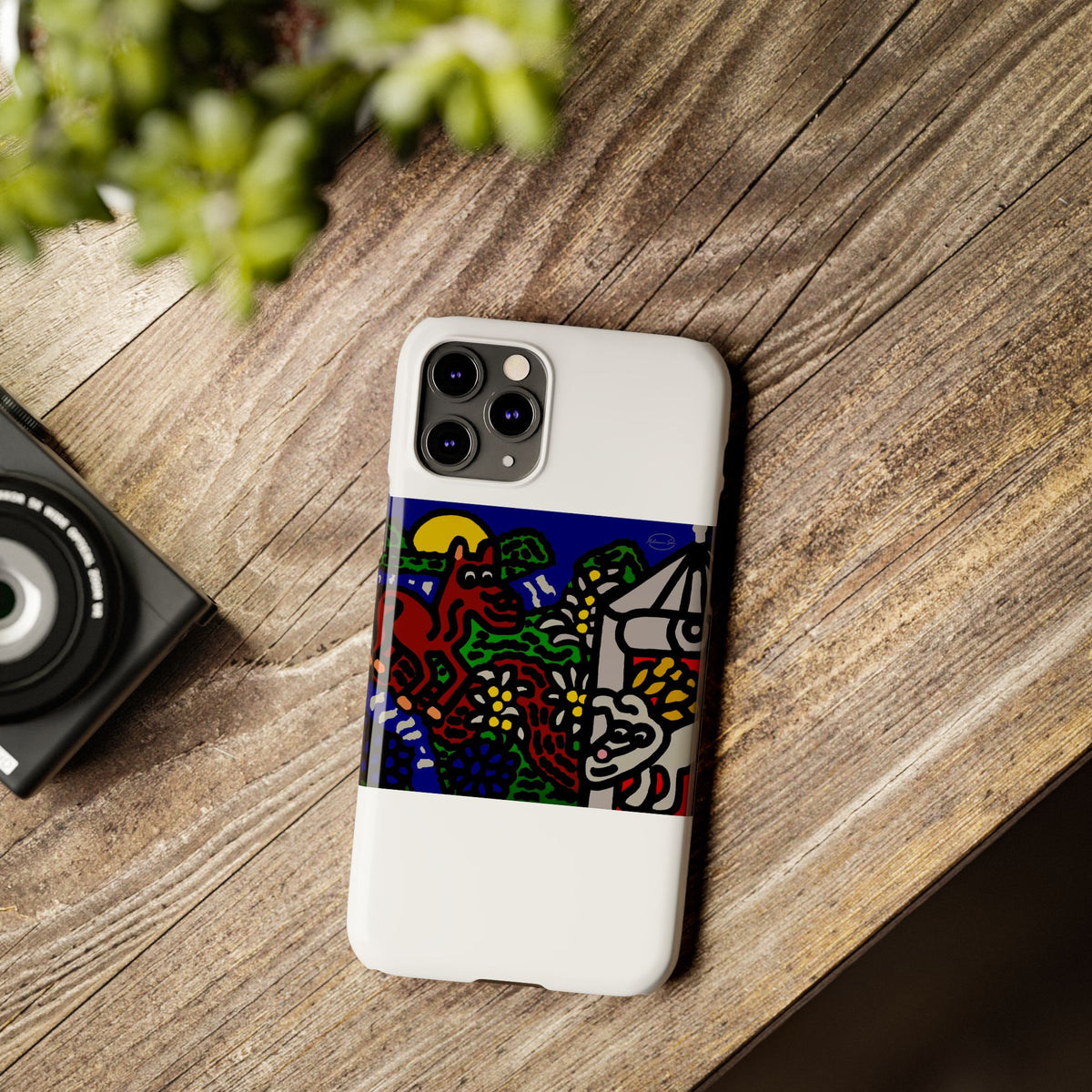 Bunny welcoming a friendly horse on his journey Slim Phone Case