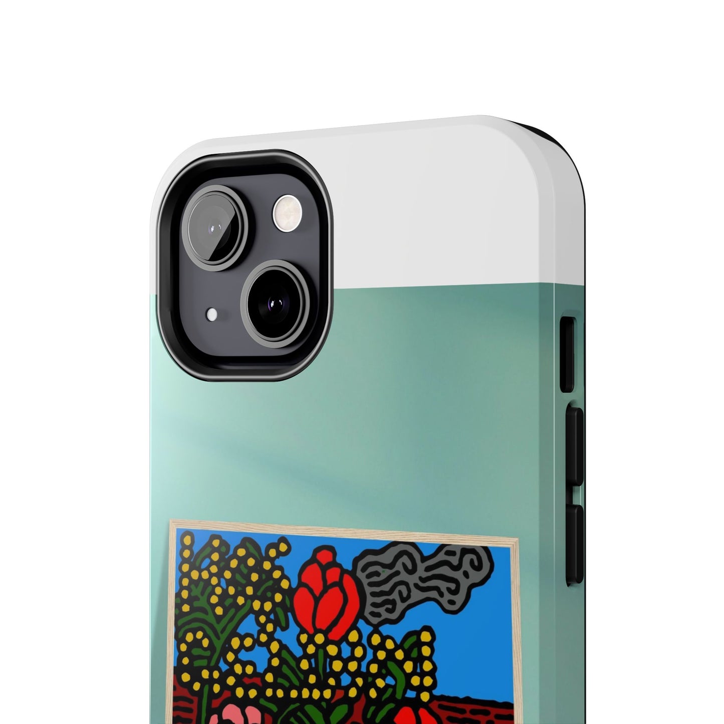 A field of tulips next to a wattle Tough Phone Case