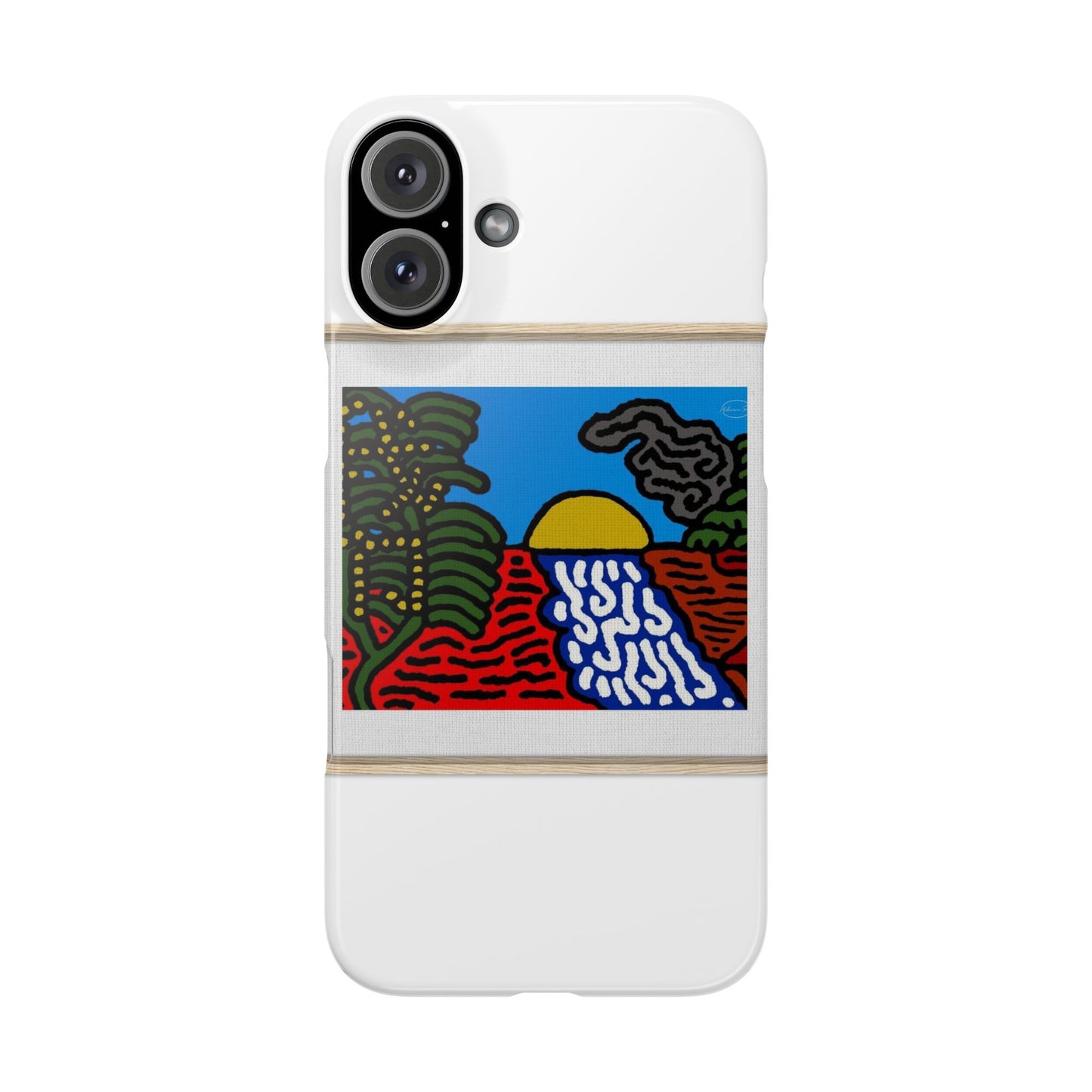 The river that joins the Australian wattle and Lebanese cedar tree in friendship Slim Phone Case