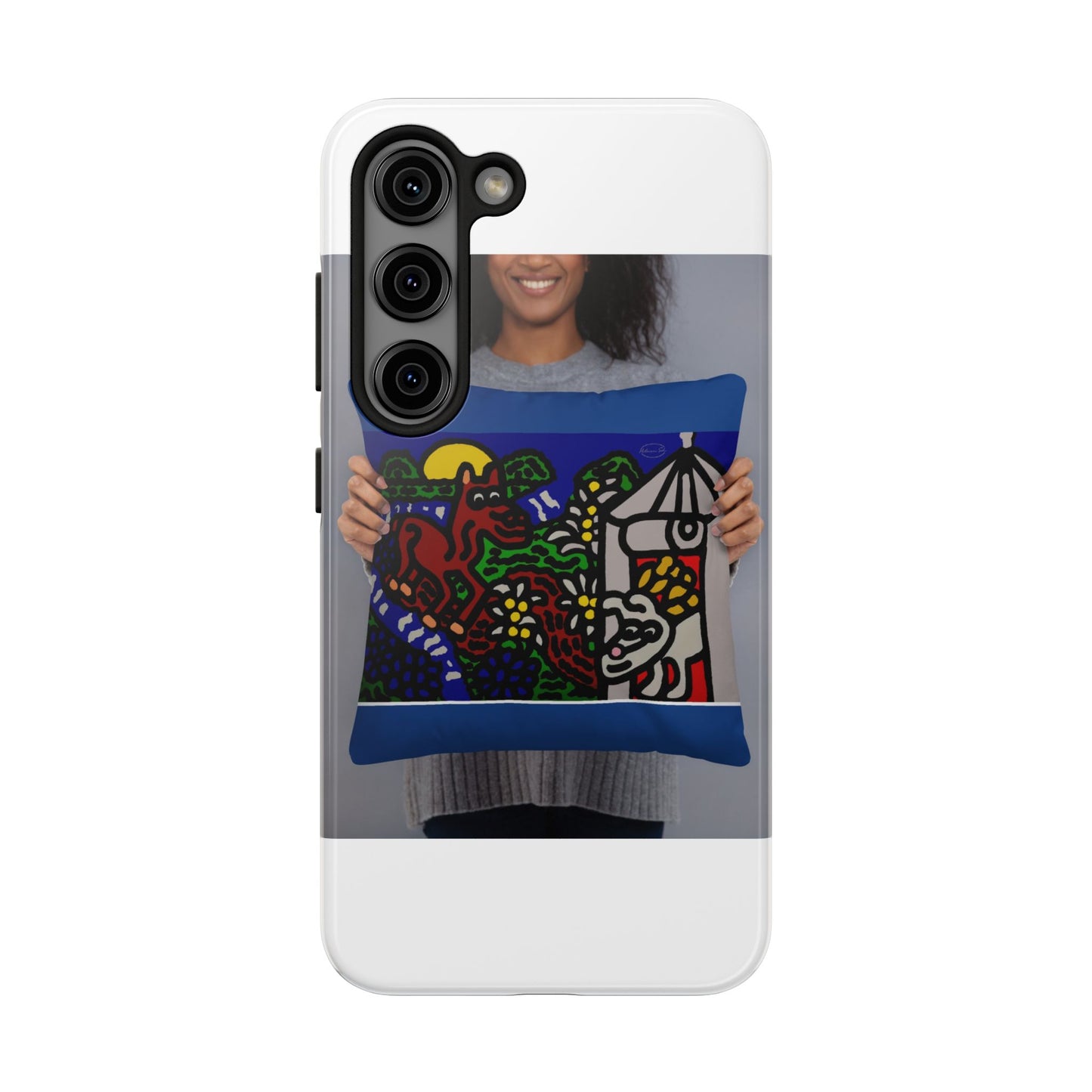 Bunny welcoming a friendly horse on his journey Tough Phone Case