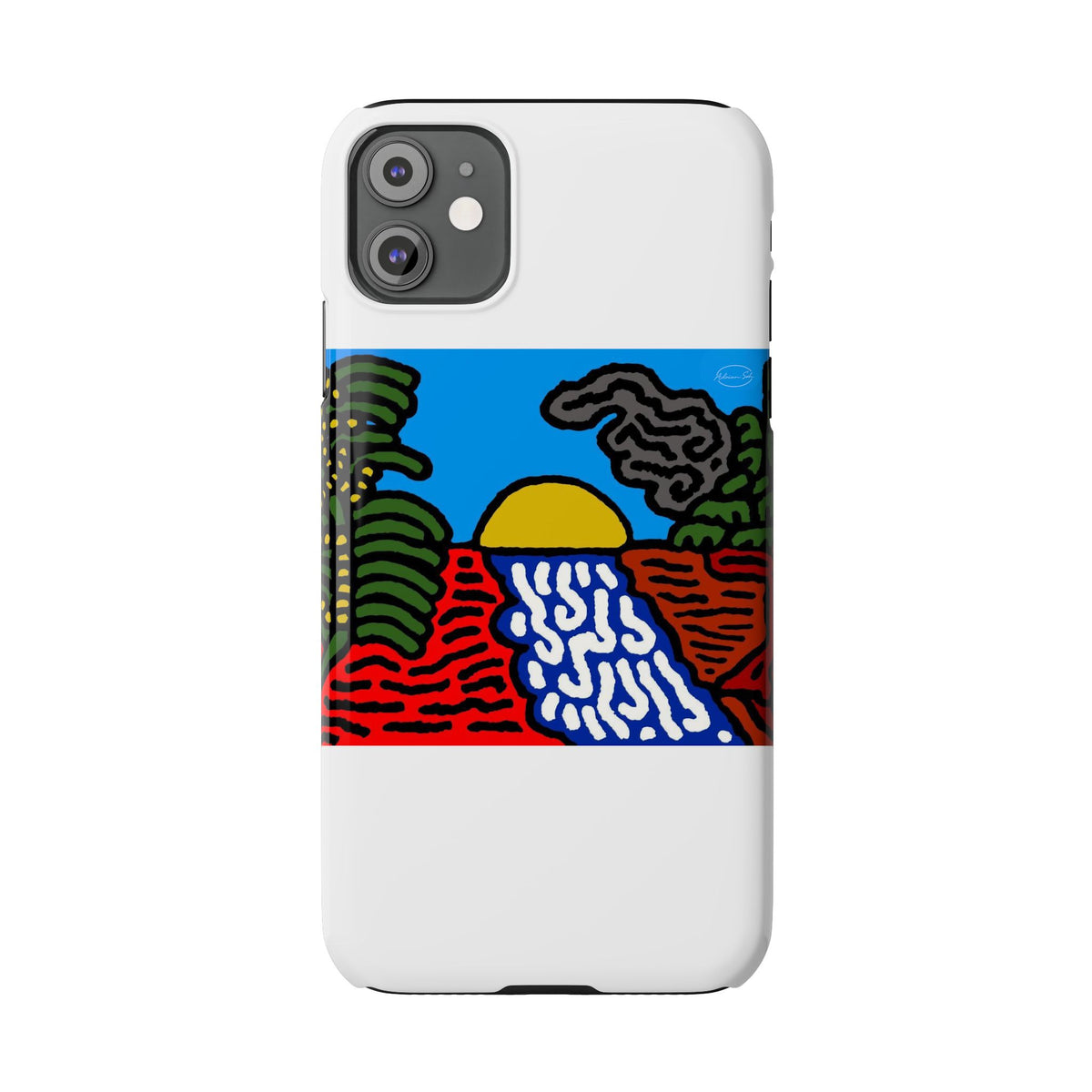 The river that joins the Australian wattle and Lebanese cedar tree in friendship Slim Phone Case