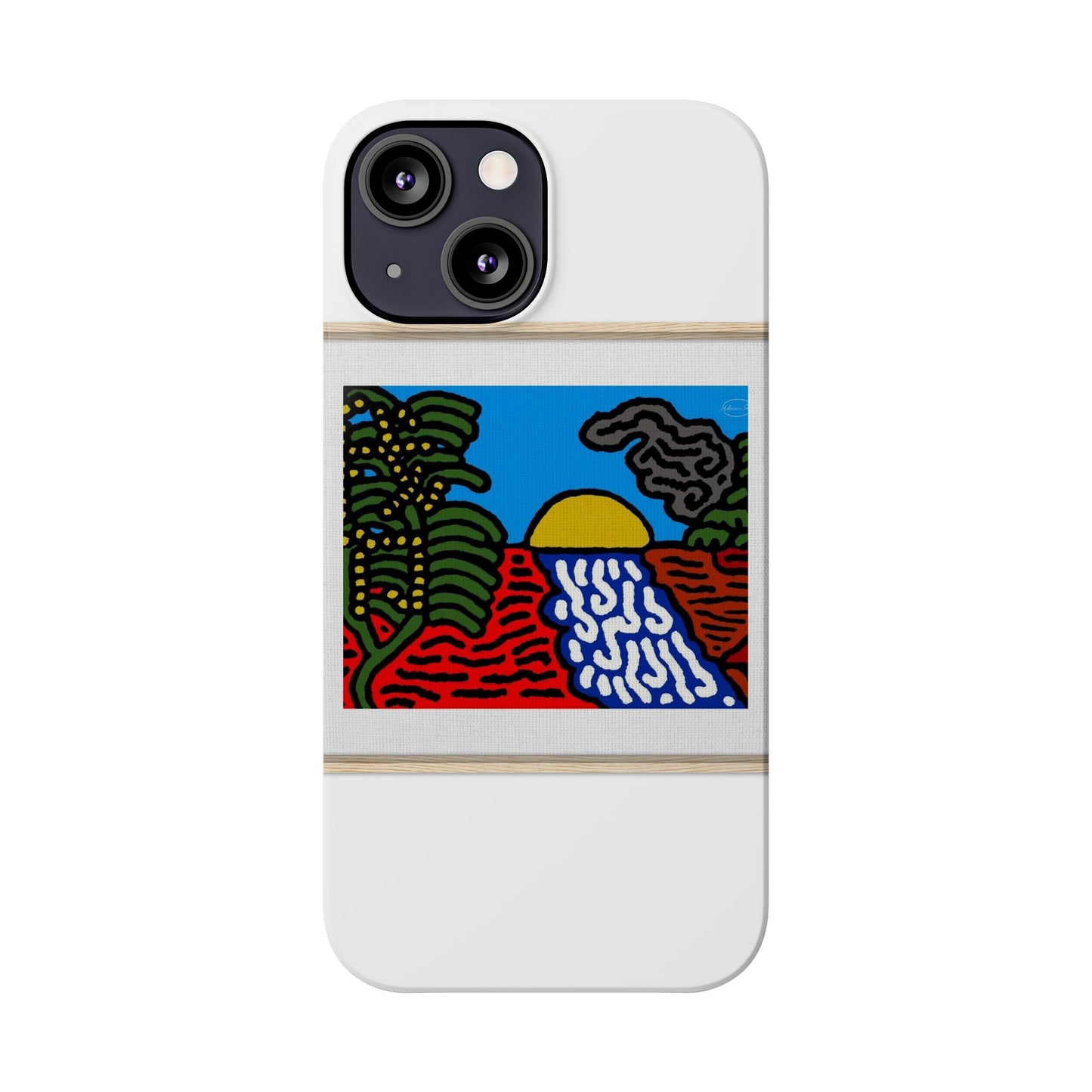 The river that joins the Australian wattle and Lebanese cedar tree in friendship Slim Phone Case