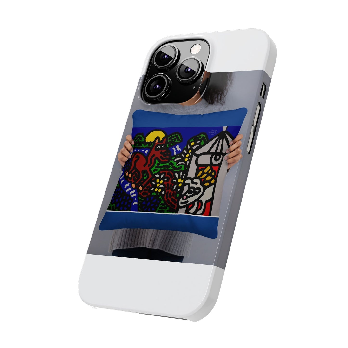 Bunny welcoming a friendly horse on his journey Slim Phone Case