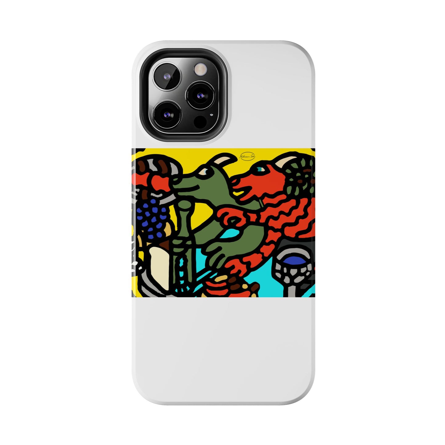 Two dragons enjoying a feast together Tough Phone Case