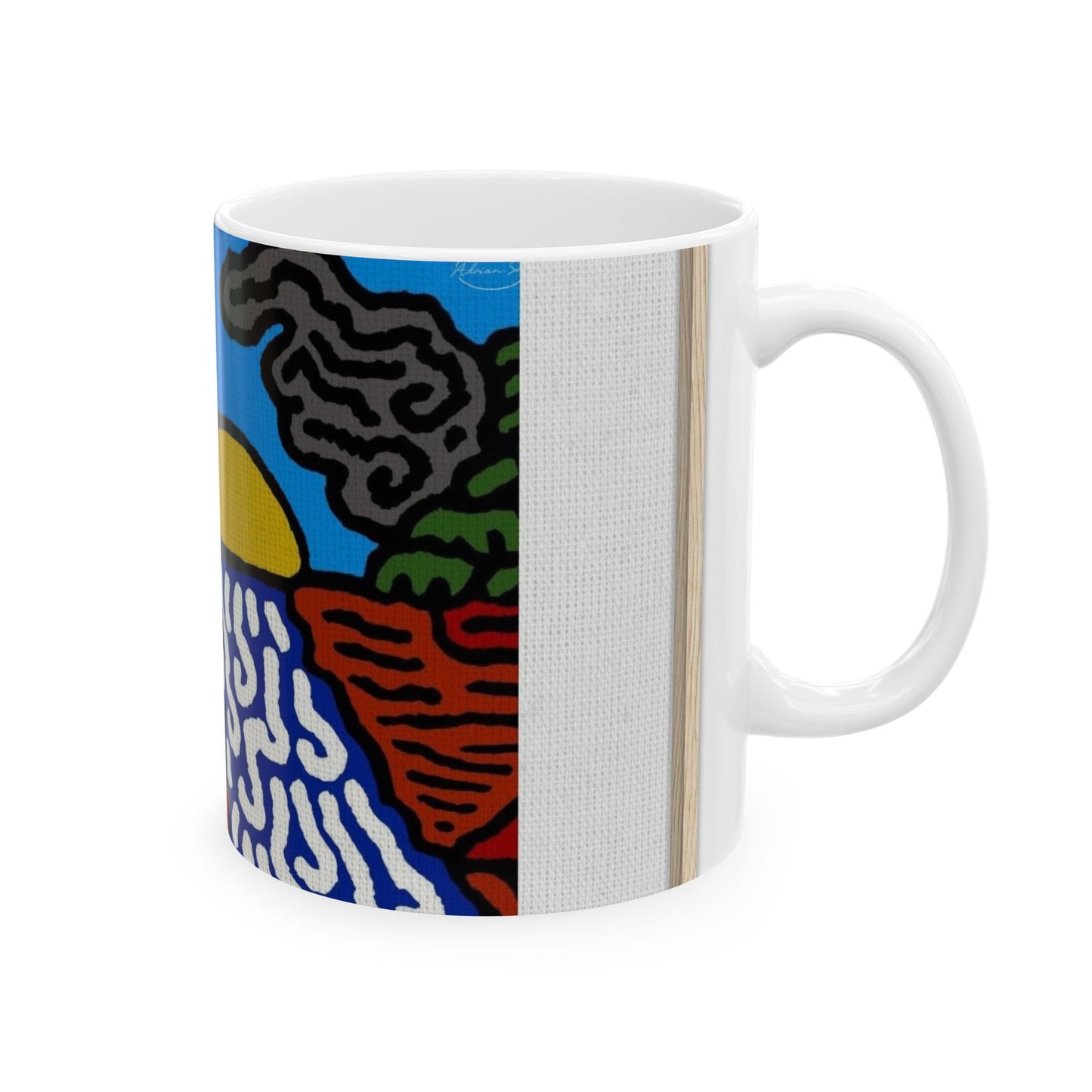 The river that joins the Australian wattle and Lebanese cedar tree in friendship Ceramic Mug