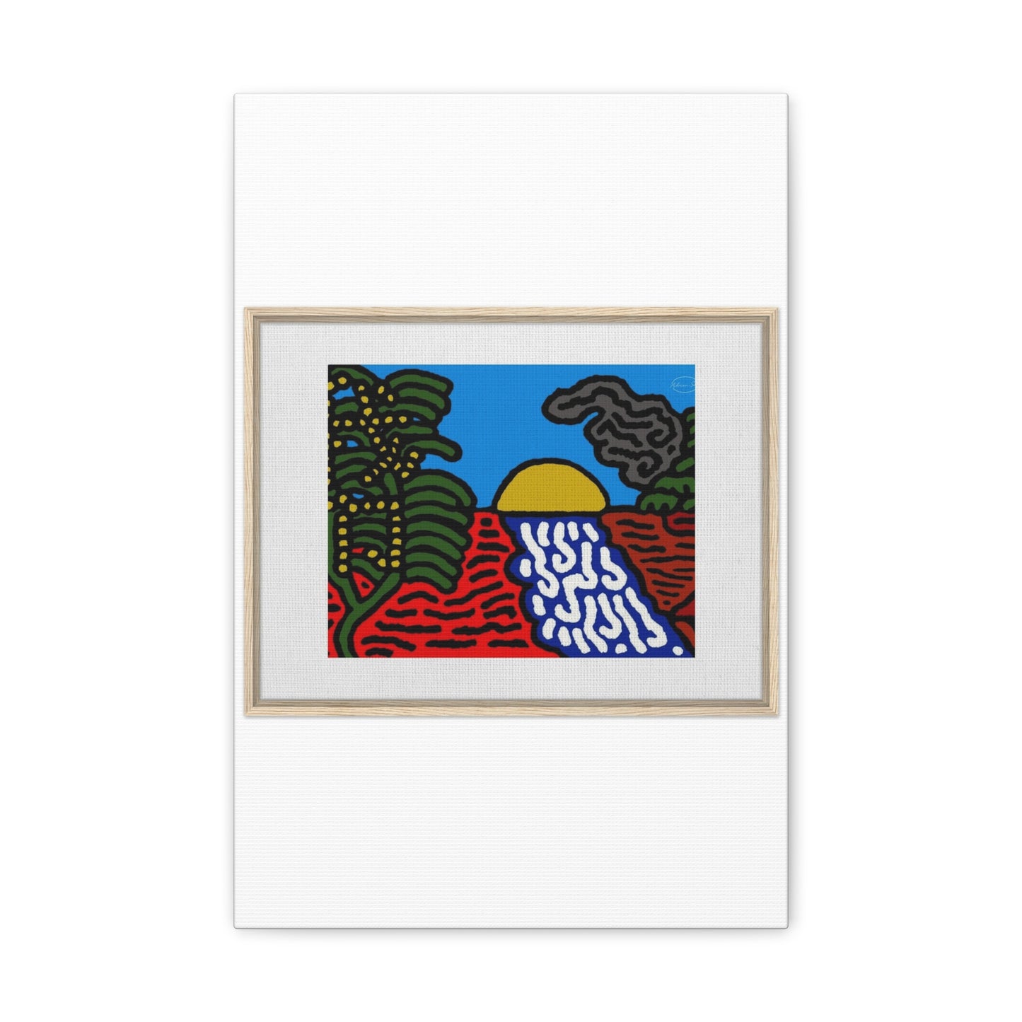 The river that joins the Australian wattle and Lebanese cedar tree in friendship Canvas (Small)