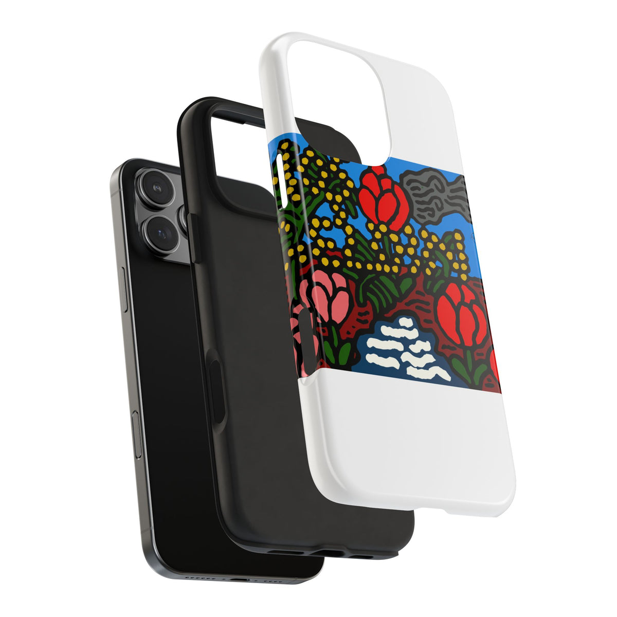 A field of tulips next to a wattle Tough Phone Case