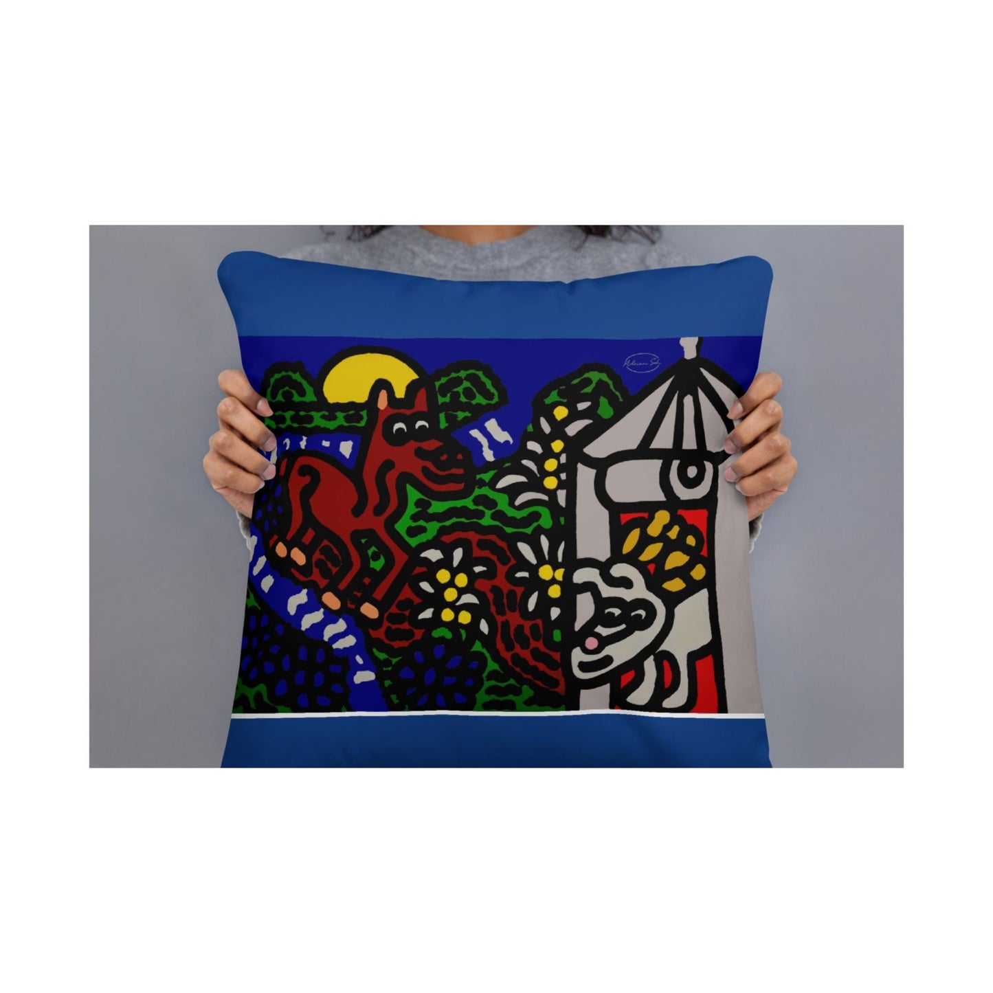 Bunny welcoming a friendly horse on his journey Matte Poster Horizontal (Large)