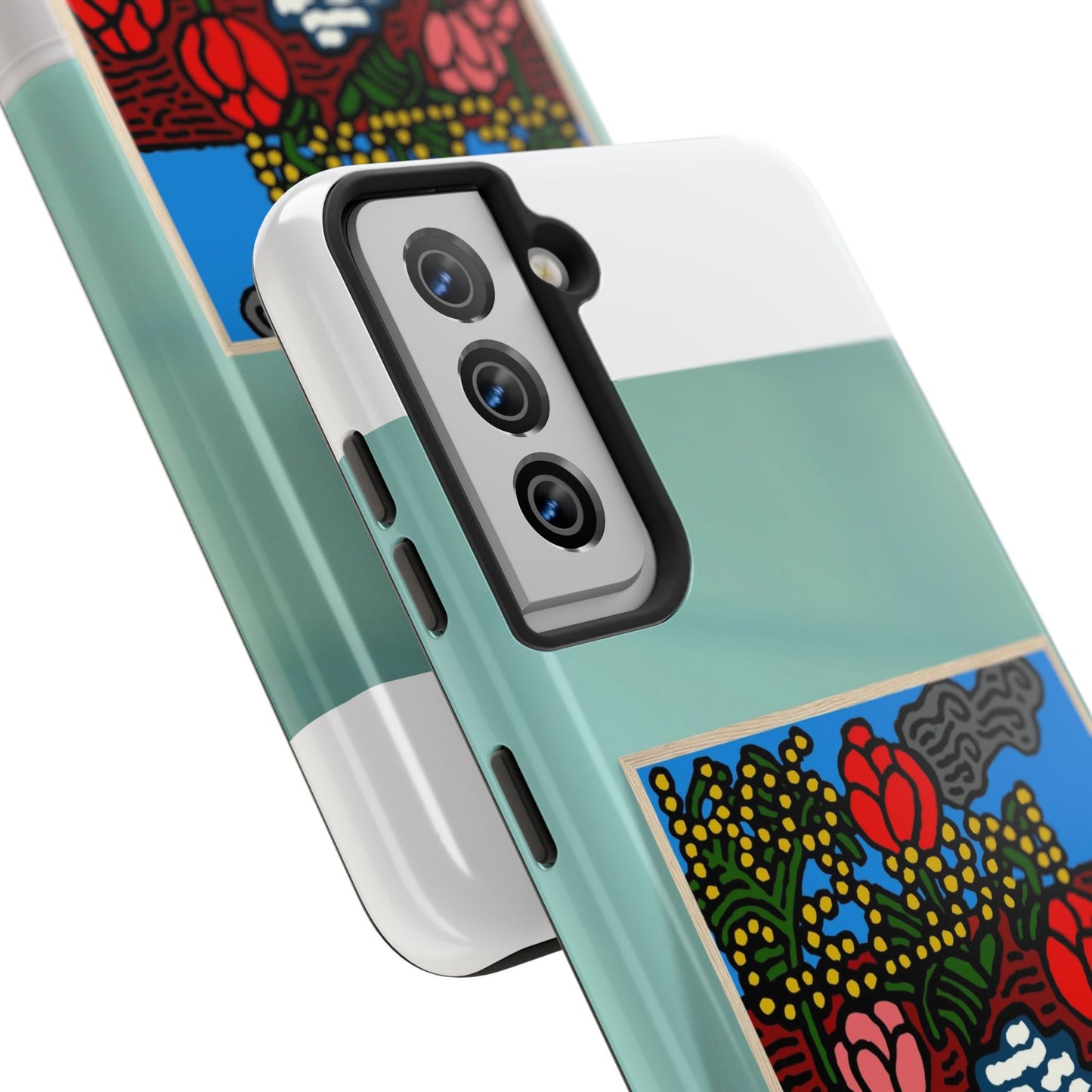 A field of tulips next to a wattle Tough Phone Case