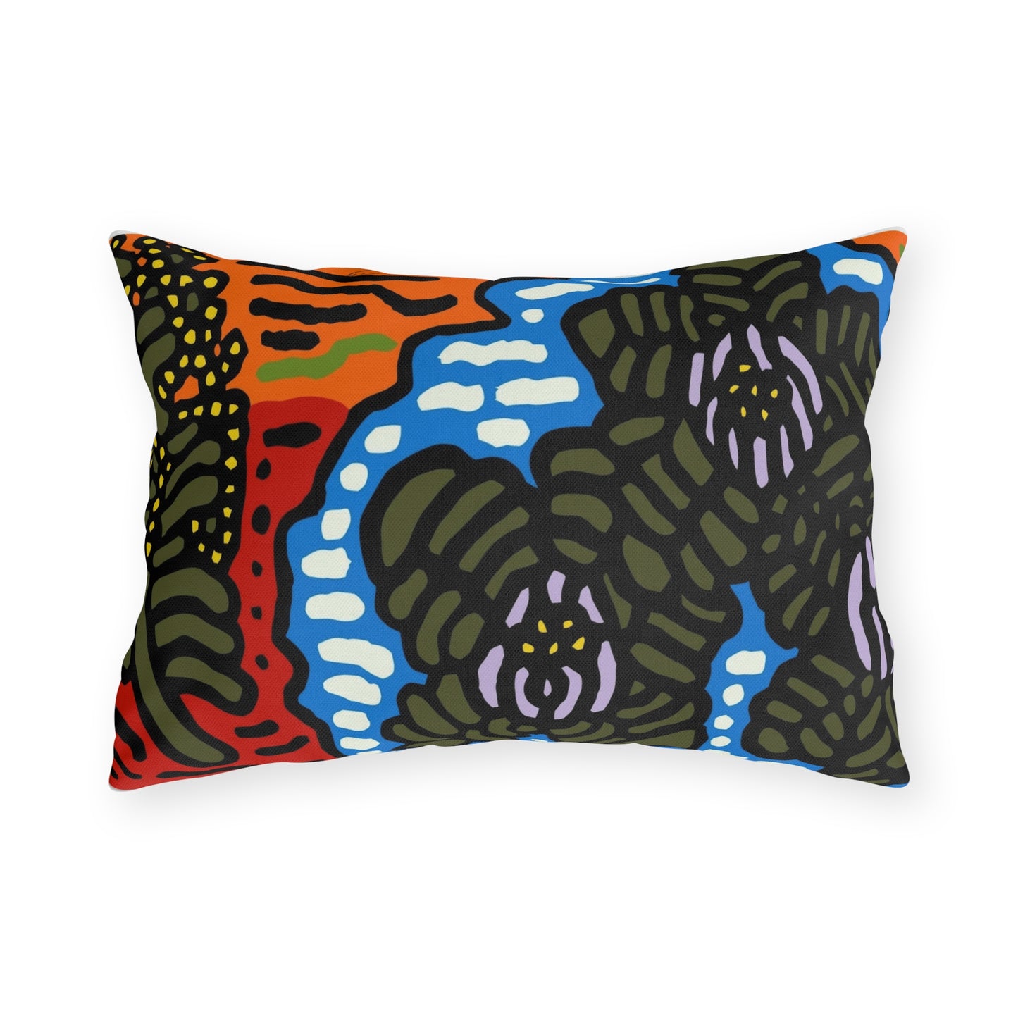 The Sri Lankan Water Lilies Meets The Australian Wattle — Outdoor Pillow