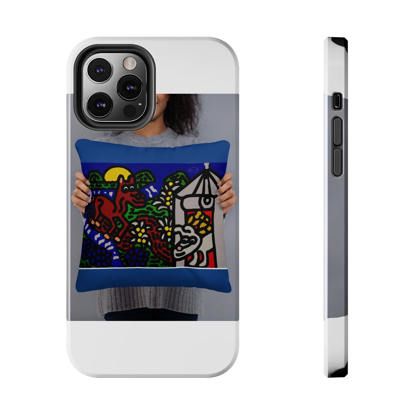 Bunny welcoming a friendly horse on his journey Tough Phone Case