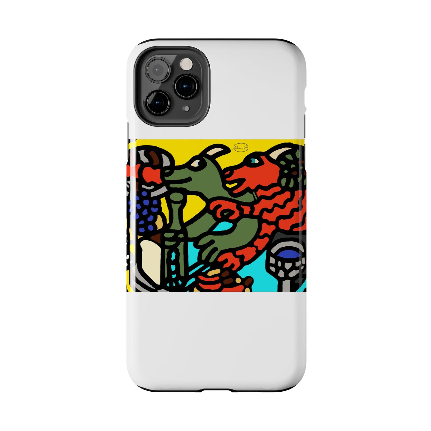 Two dragons enjoying a feast together Tough Phone Case