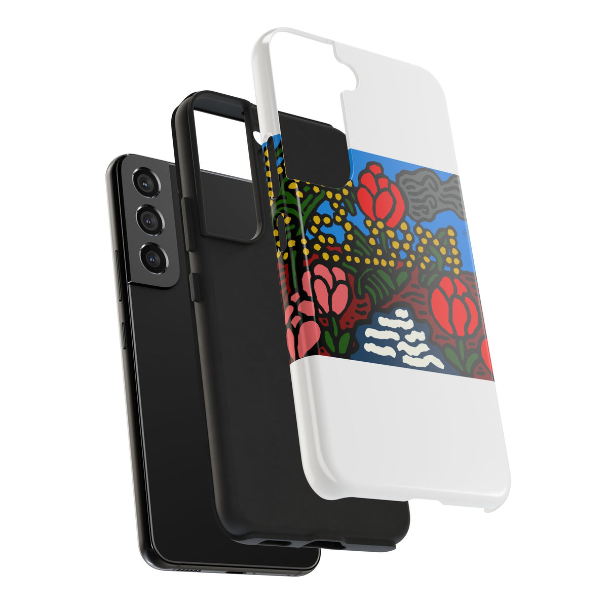 A field of tulips next to a wattle Tough Phone Case