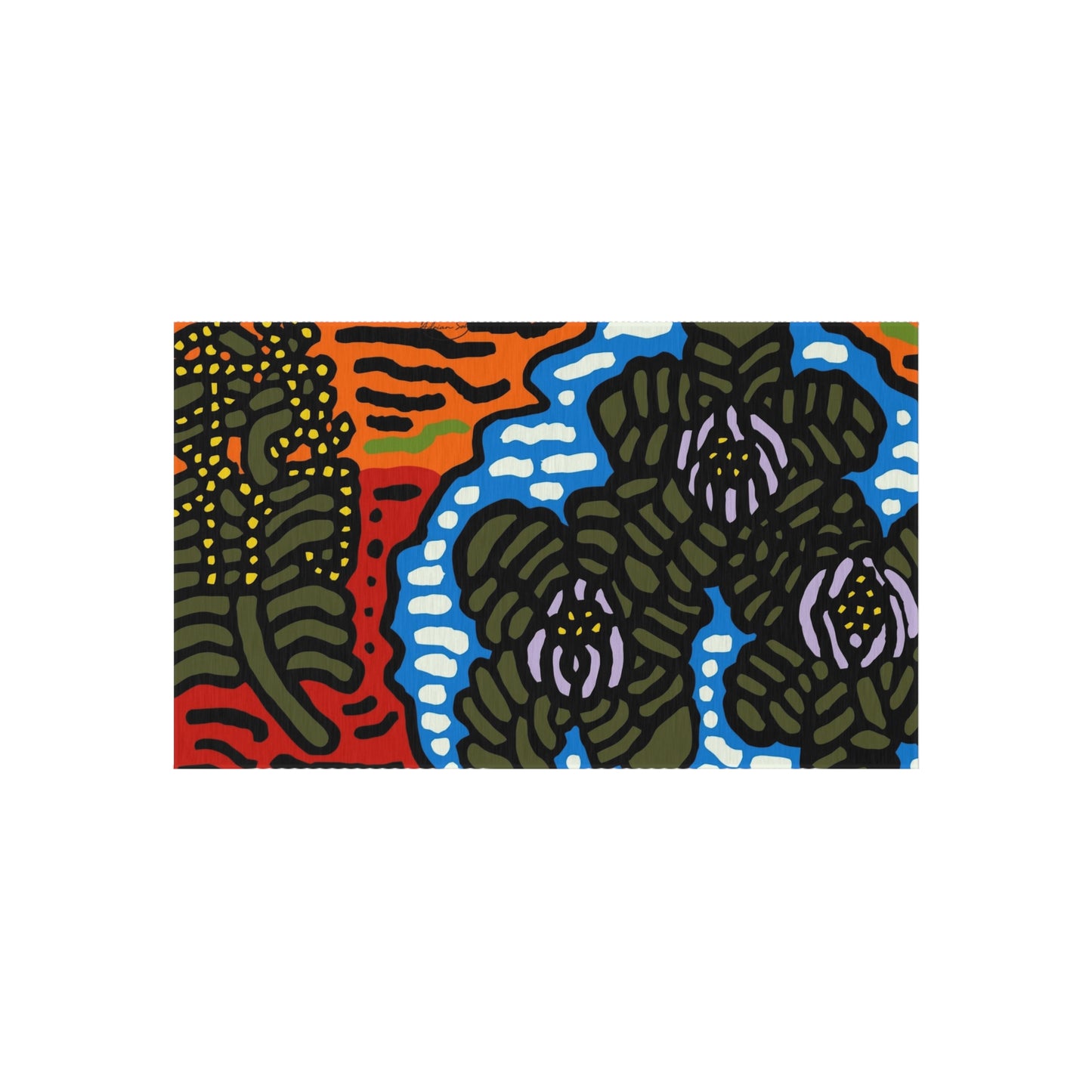 The Sri Lankan Water Lilies Meets The Australian Wattle — Outdoor Rug