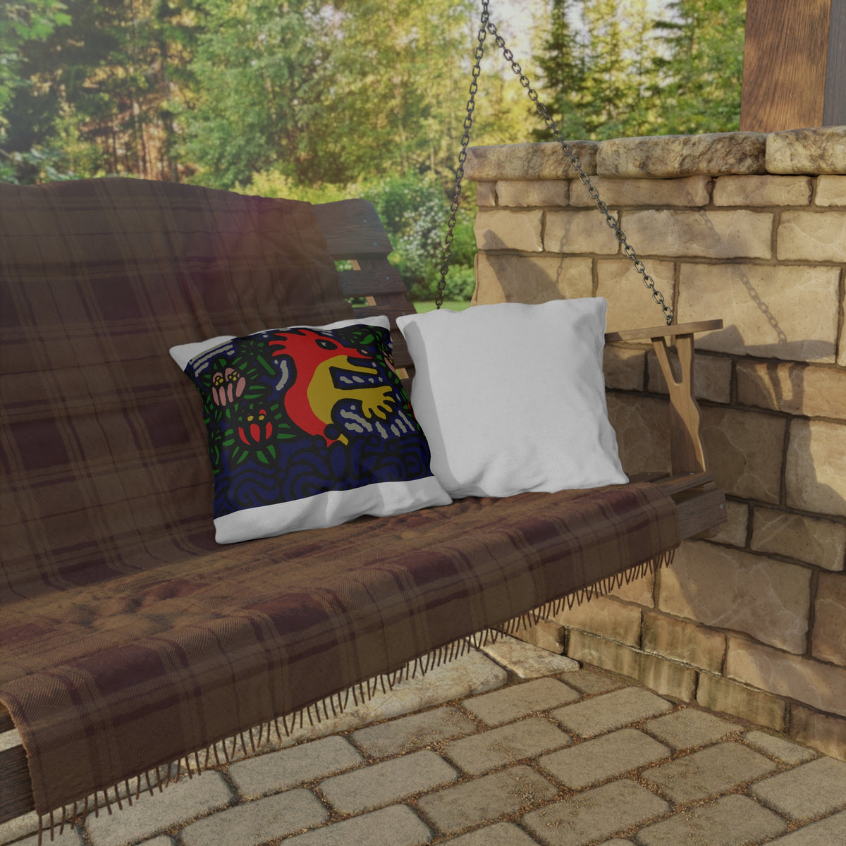 Breaking through the surface of a lotus pond — Outdoor Pillow