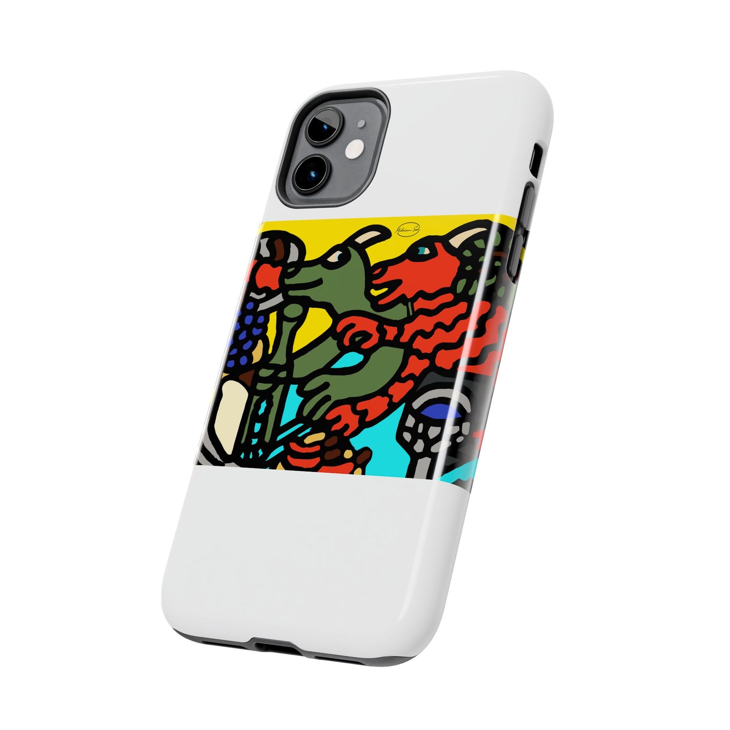Two dragons enjoying a feast together Tough Phone Case
