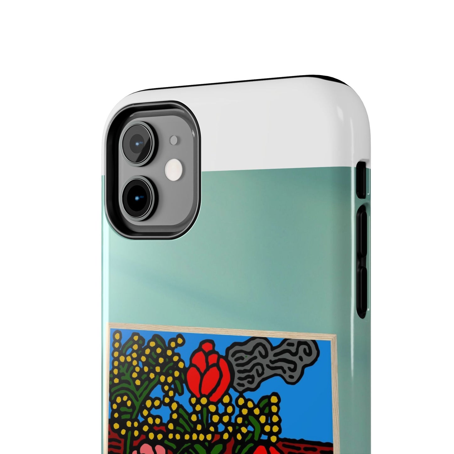 A field of tulips next to a wattle Tough Phone Case