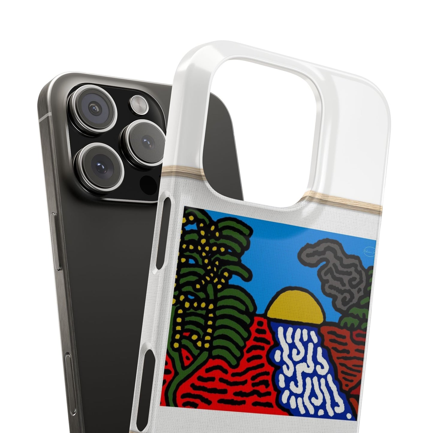 The river that joins the Australian wattle and Lebanese cedar tree in friendship Slim Phone Case