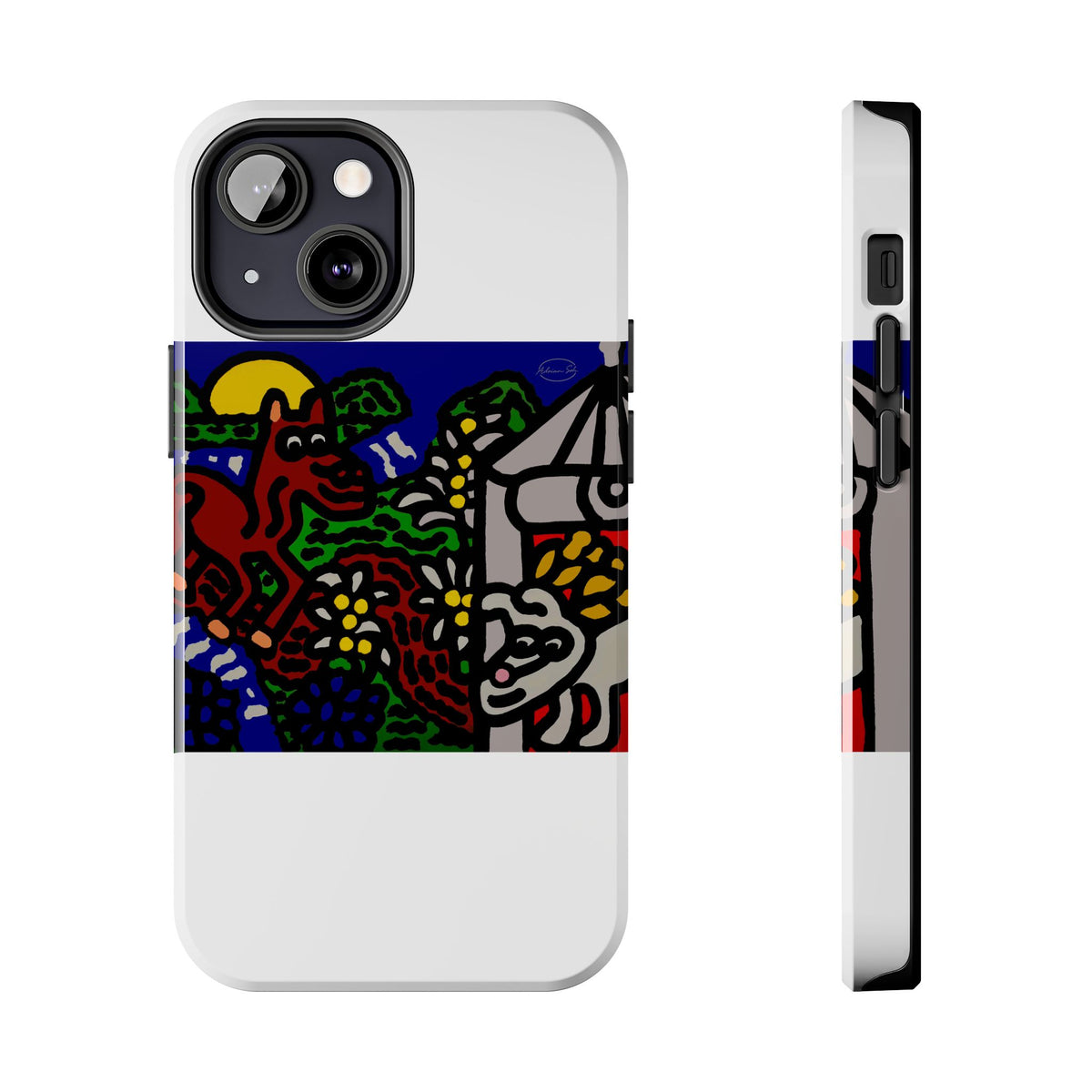 Bunny welcoming a friendly horse on his journey Tough Phone Case
