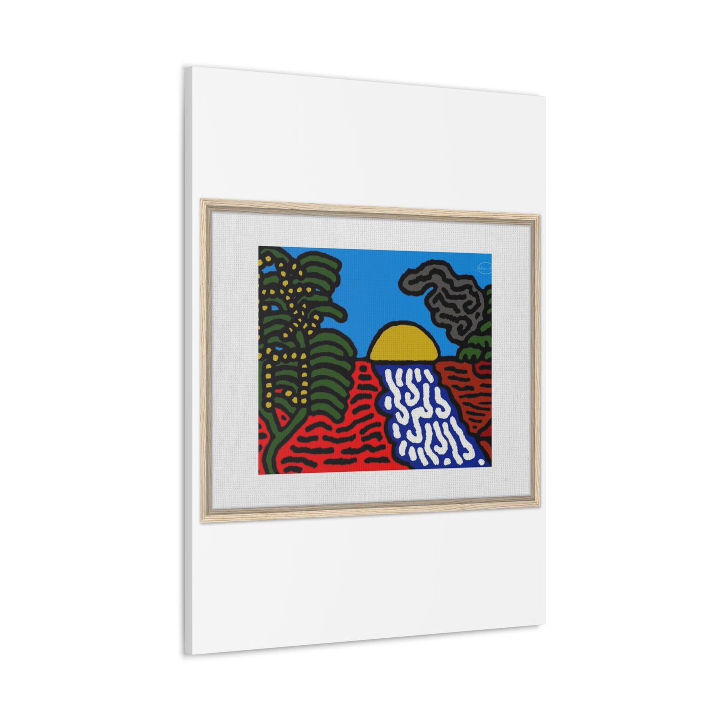 The river that joins the Australian wattle and Lebanese cedar tree in friendship Canvas (Large)