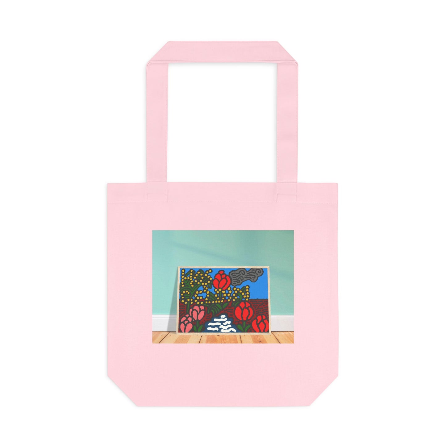 A field of tulips next to a wattle Classic Tote Bag