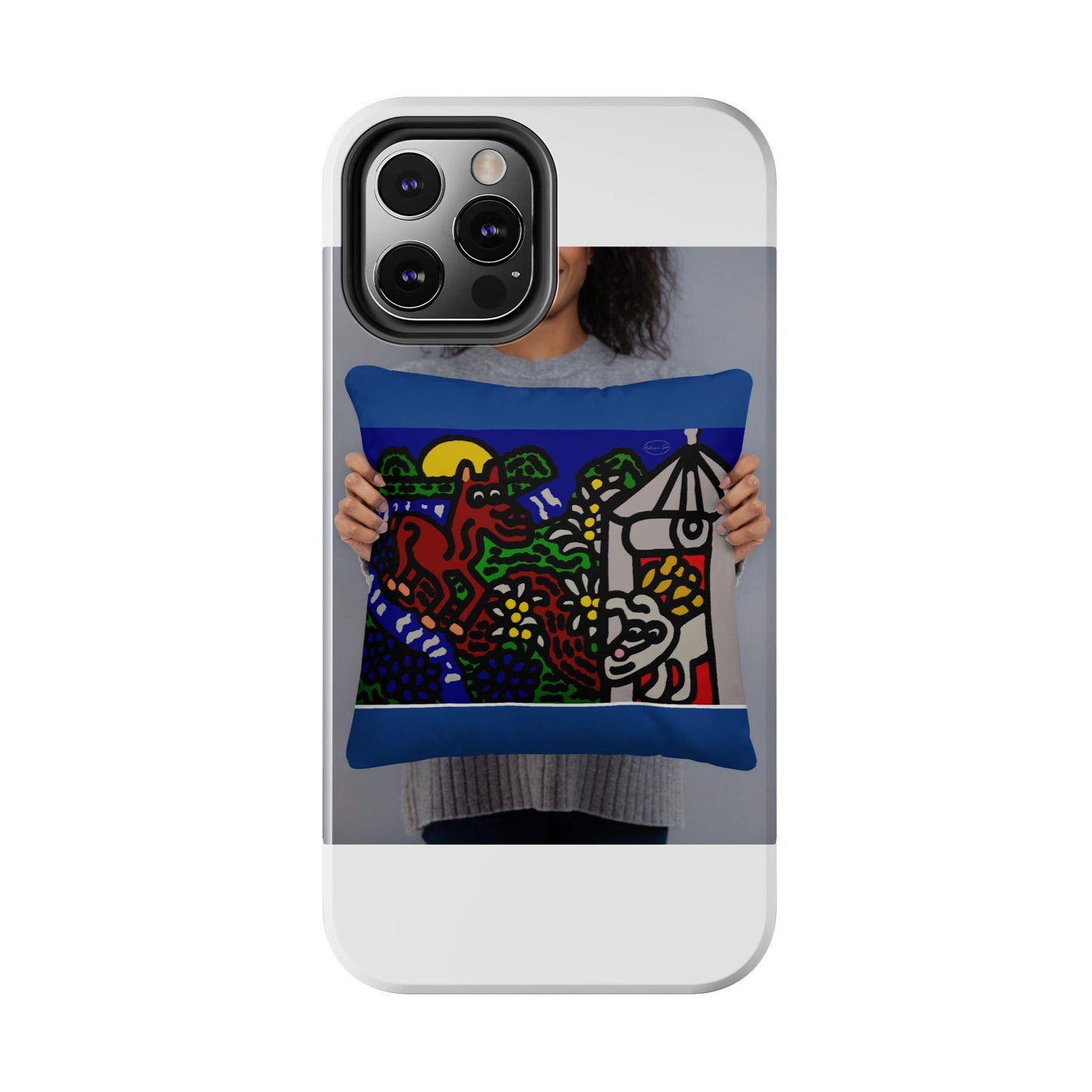 Bunny welcoming a friendly horse on his journey Tough Phone Case
