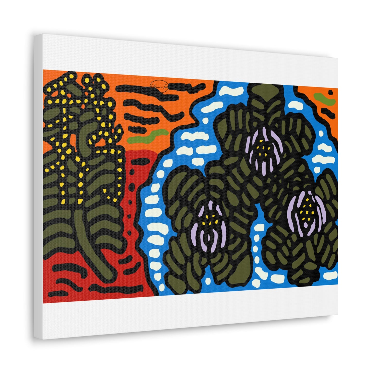 The Sri Lankan water lilies meets the Australian wattle Canvas (Small)