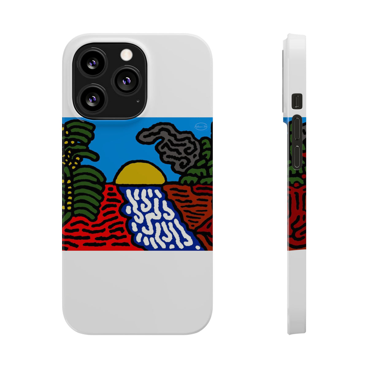 The river that joins the Australian wattle and Lebanese cedar tree in friendship Slim Phone Case