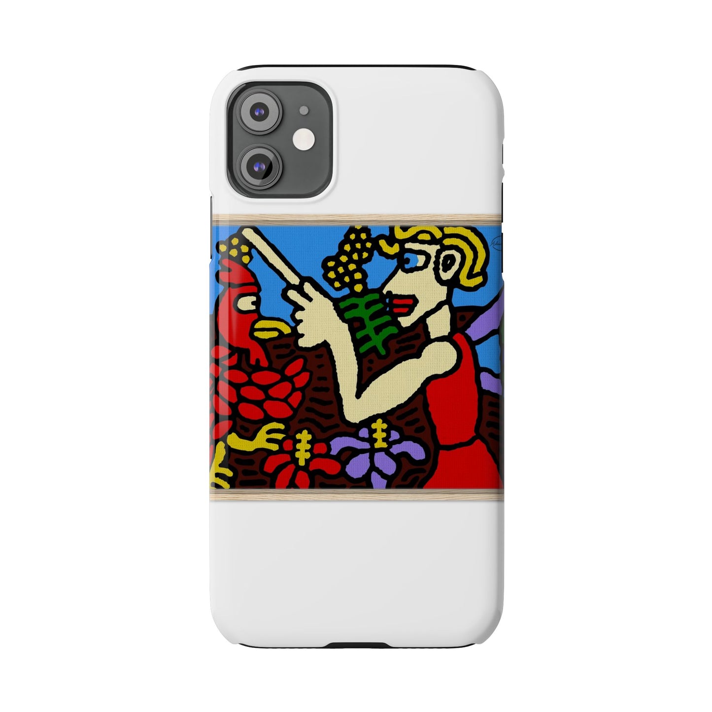 The hen gaining a blessing from a fairy Slim Phone Case