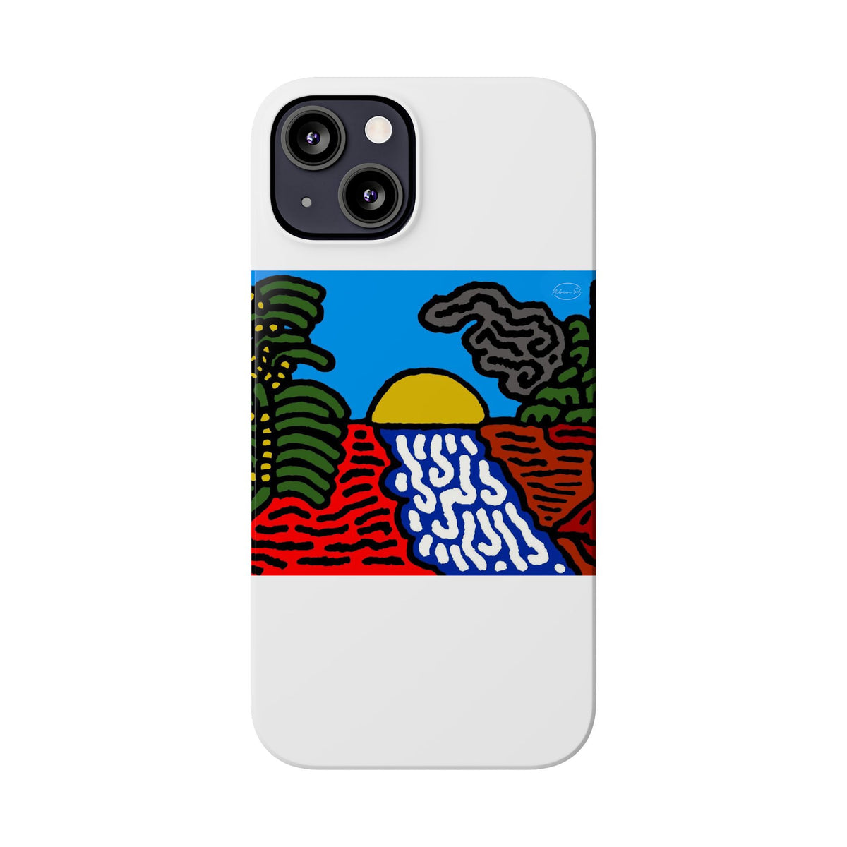 The river that joins the Australian wattle and Lebanese cedar tree in friendship Slim Phone Case