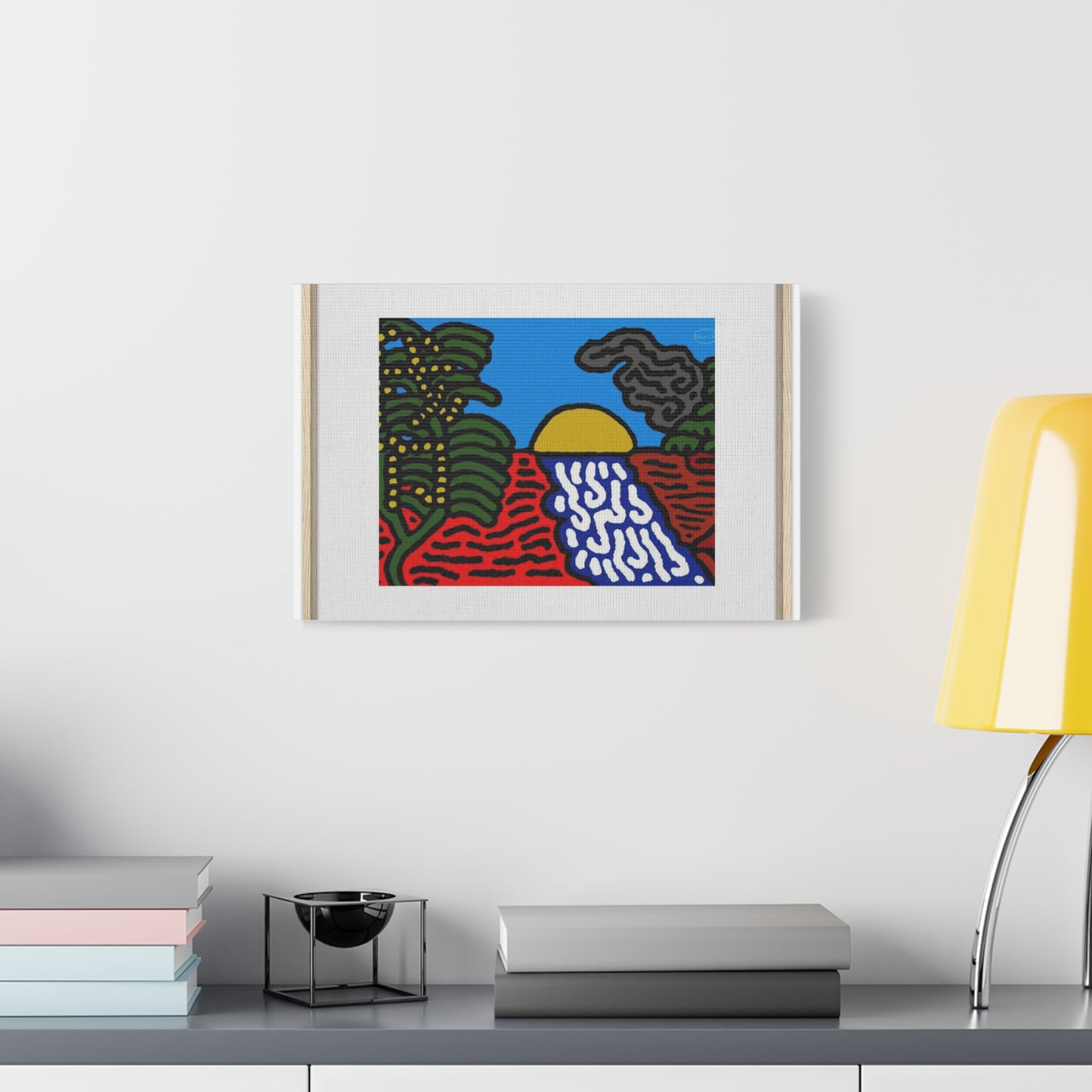 The river that joins the Australian wattle and Lebanese cedar tree in friendship Canvas (Small)