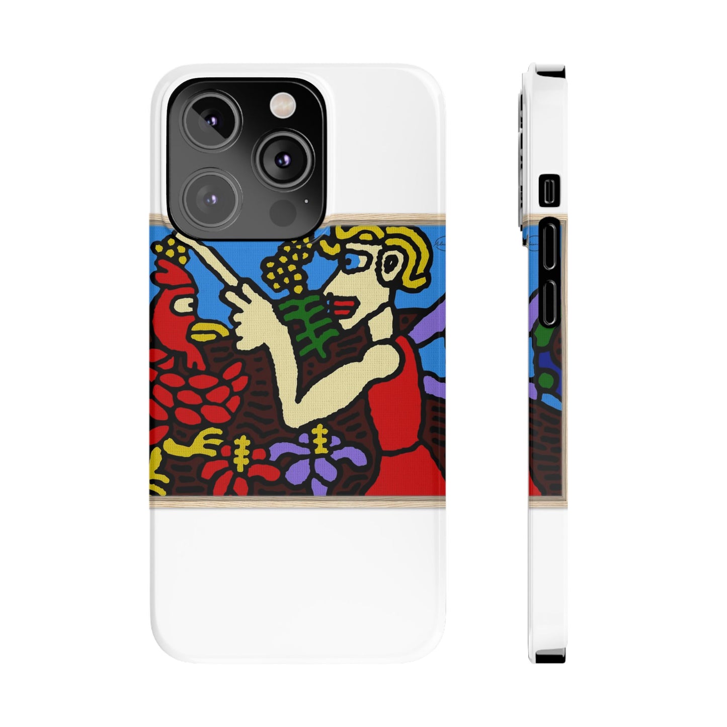 The hen gaining a blessing from a fairy Slim Phone Case