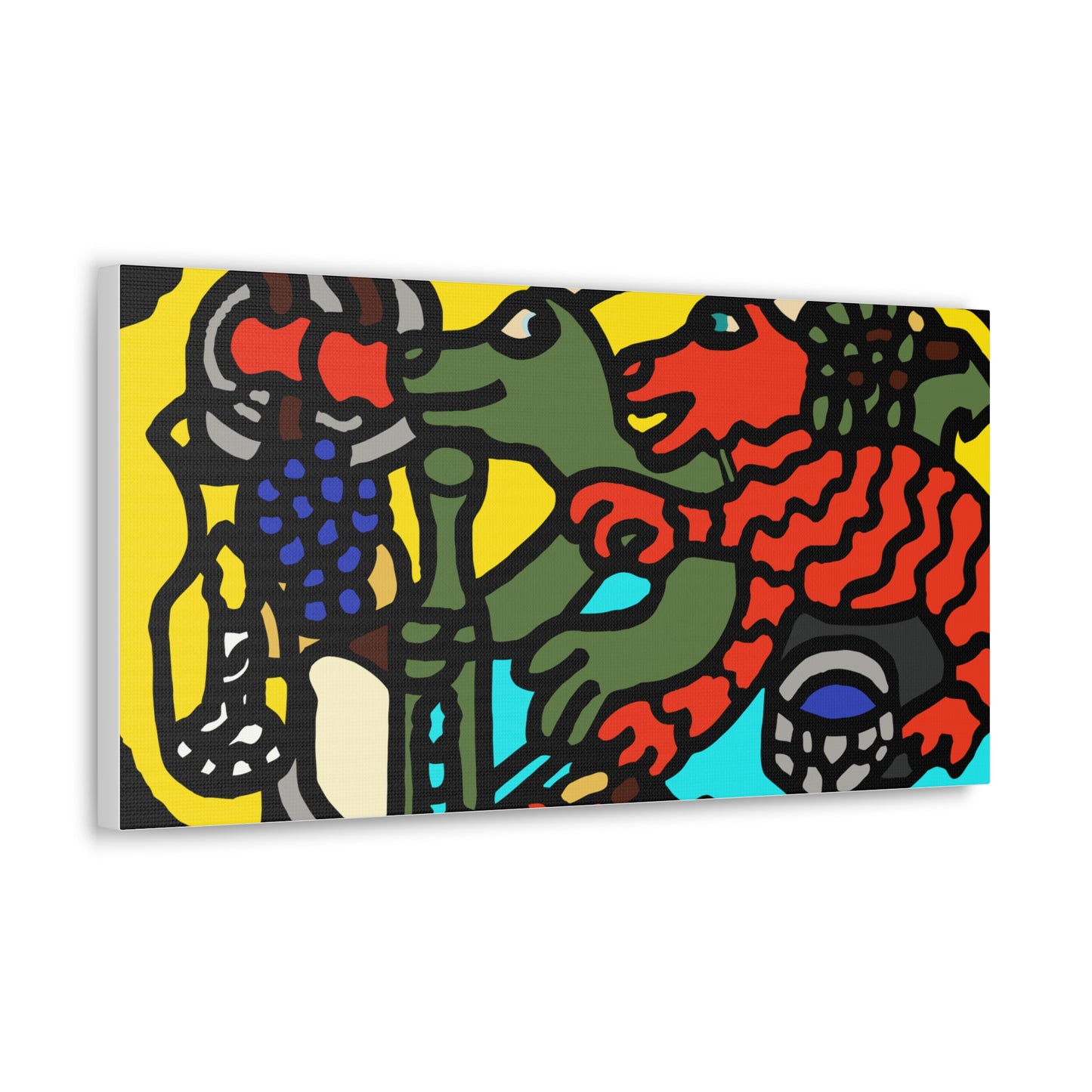 Two dragons enjoying a feast together Canvas (Large)