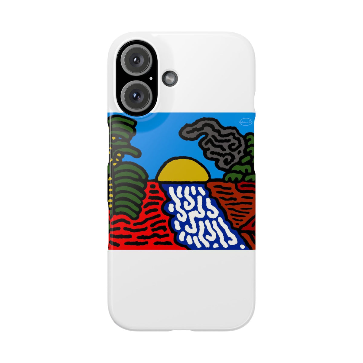 The river that joins the Australian wattle and Lebanese cedar tree in friendship Slim Phone Case