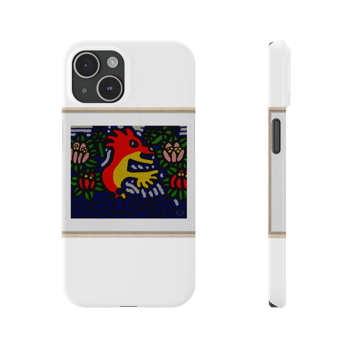 Breaking through the surface of a lotus pond Slim Phone Case