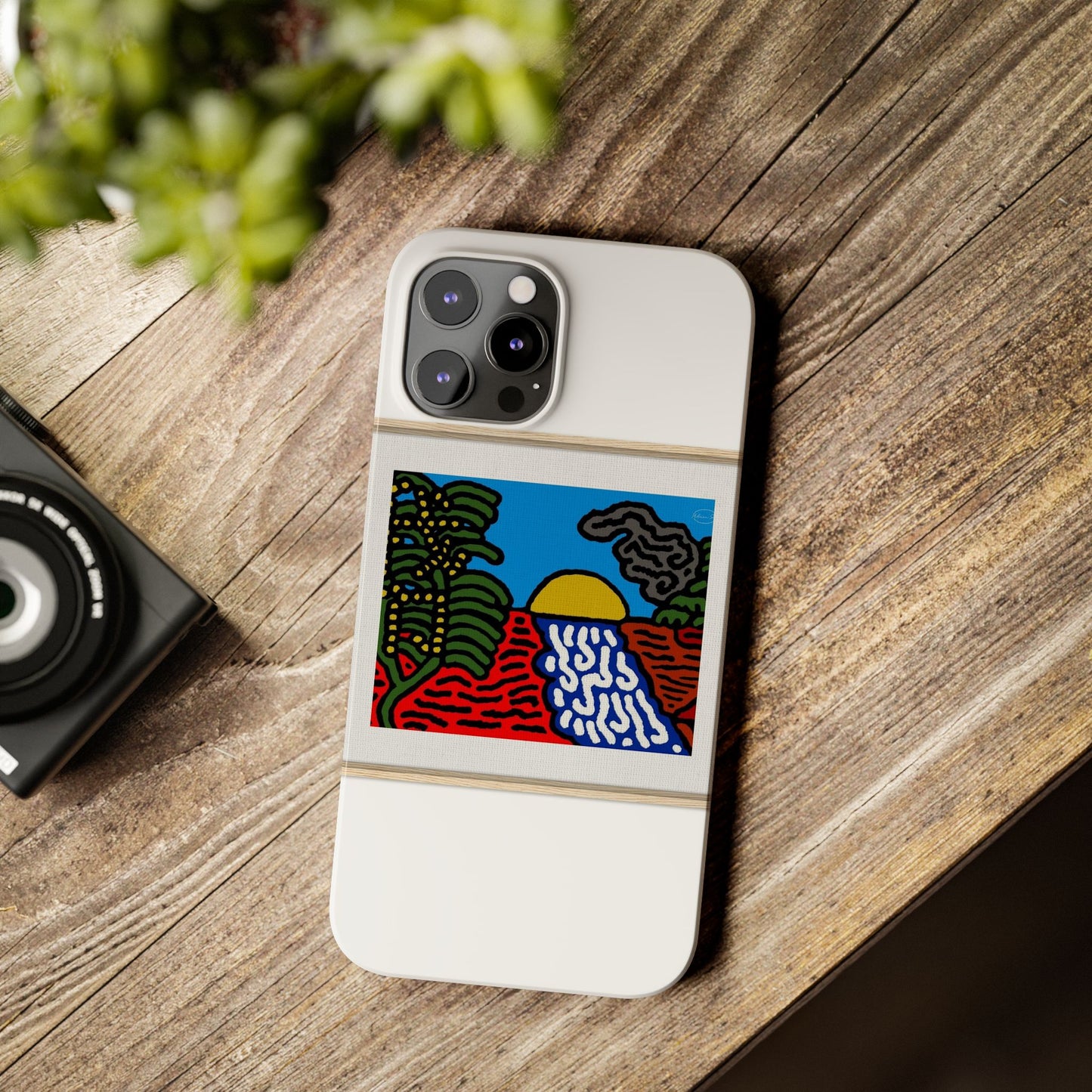The river that joins the Australian wattle and Lebanese cedar tree in friendship Slim Phone Case