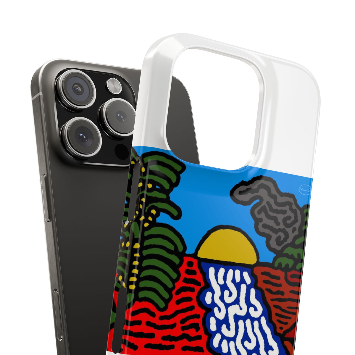 The river that joins the Australian wattle and Lebanese cedar tree in friendship Slim Phone Case