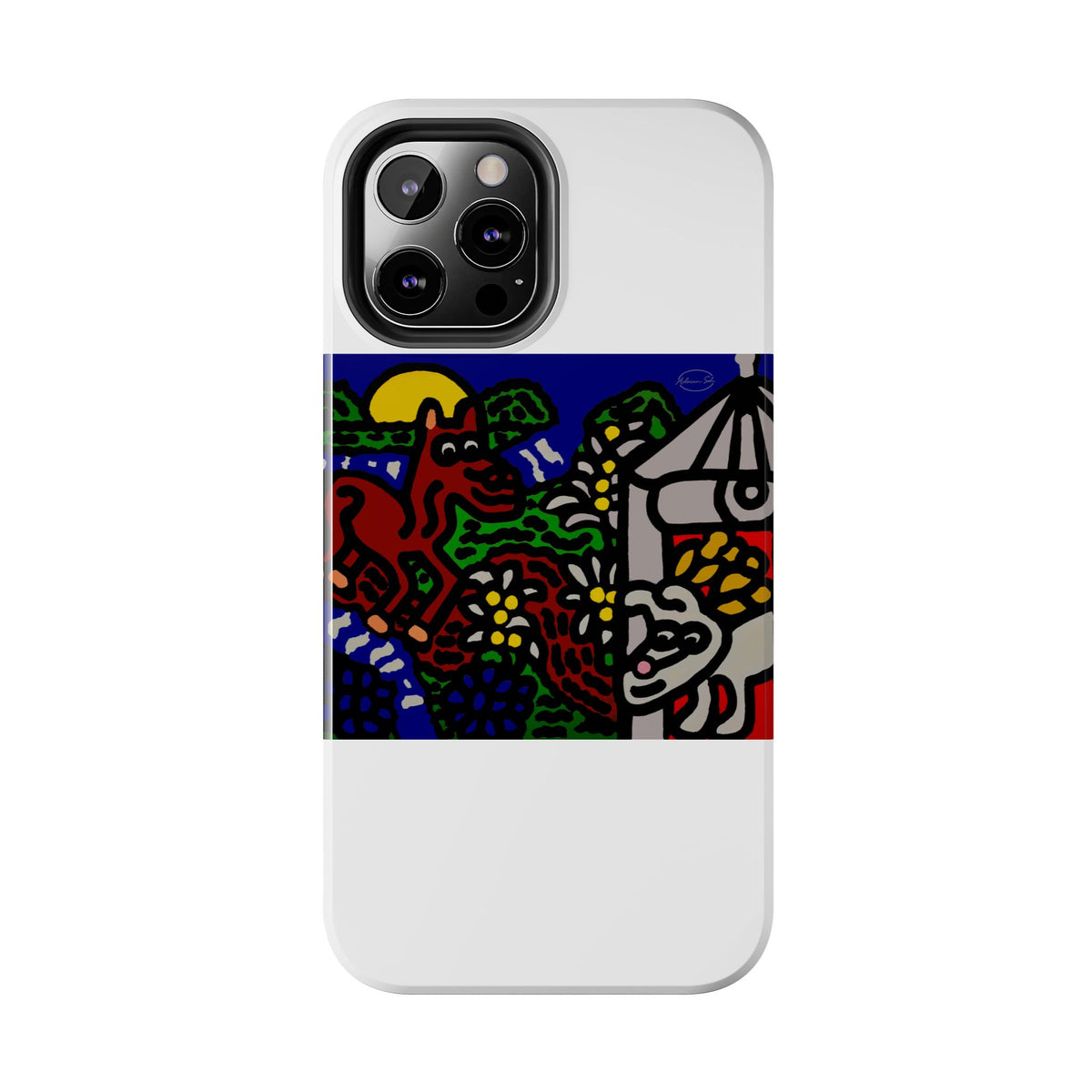 Bunny welcoming a friendly horse on his journey Tough Phone Case