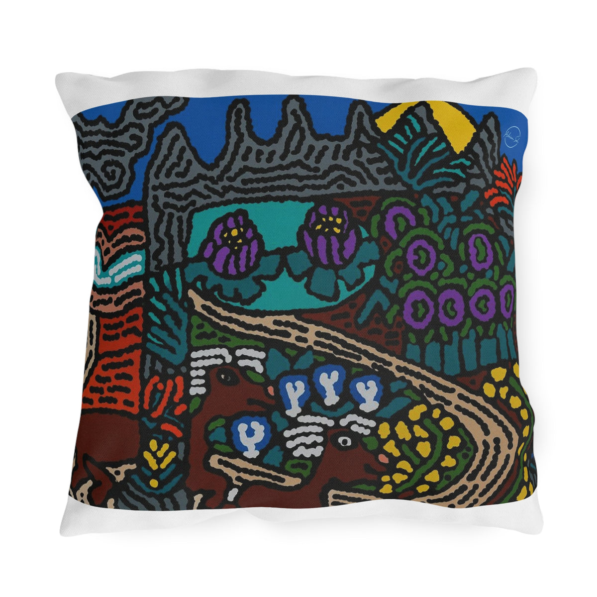 Road to a Sanctuary and Oasis — Outdoor Pillow