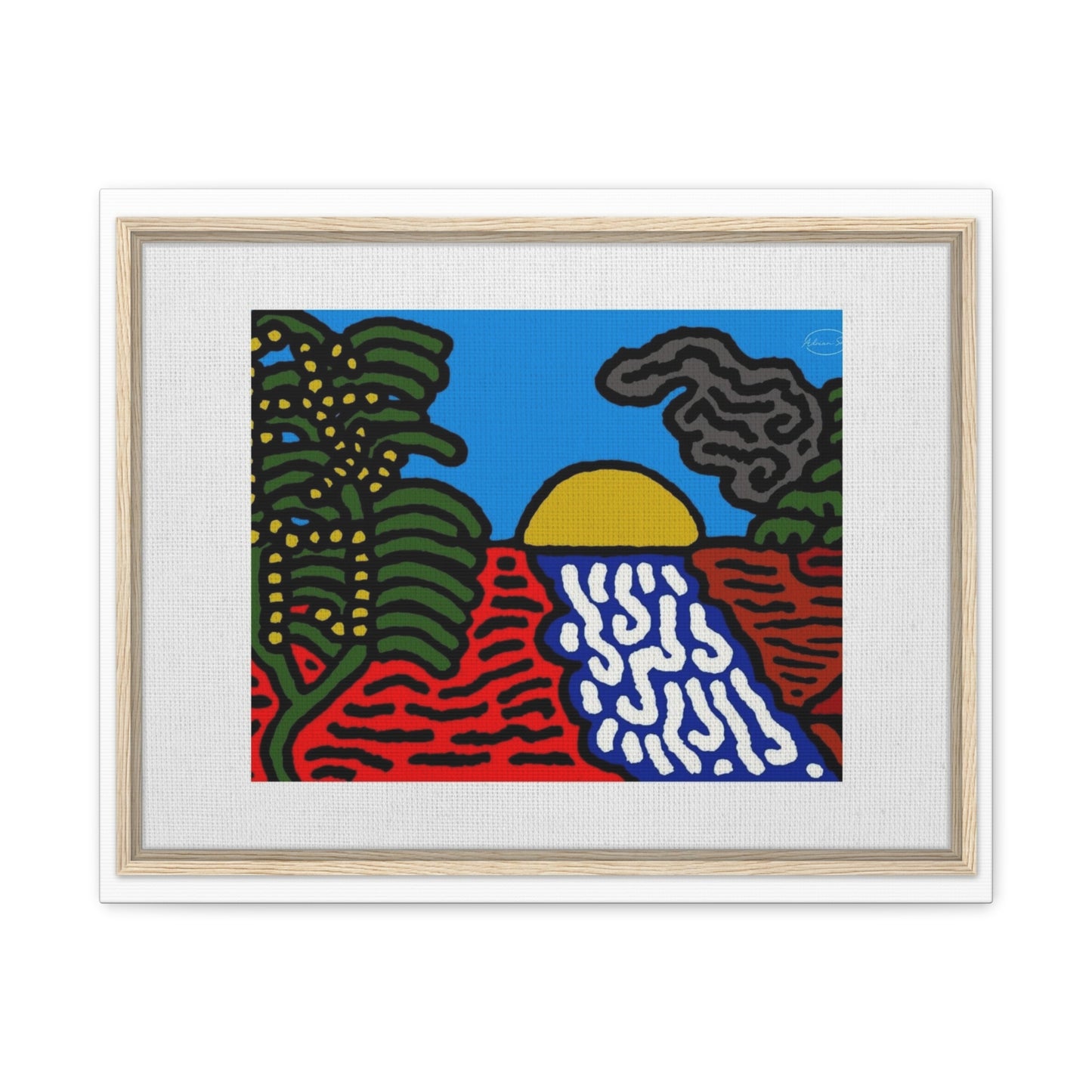 The river that joins the Australian wattle and Lebanese cedar tree in friendship Canvas (Large)