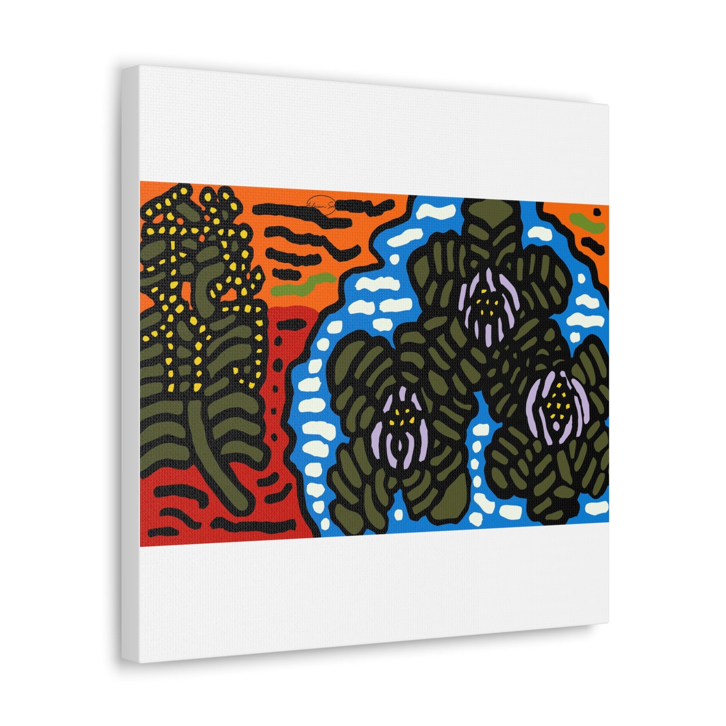The Sri Lankan water lilies meets the Australian wattle Canvas (Large)