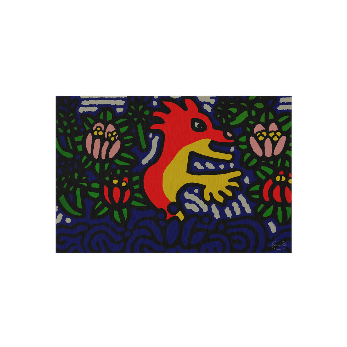 Breaking through the surface of a lotus pond — Outdoor Rug
