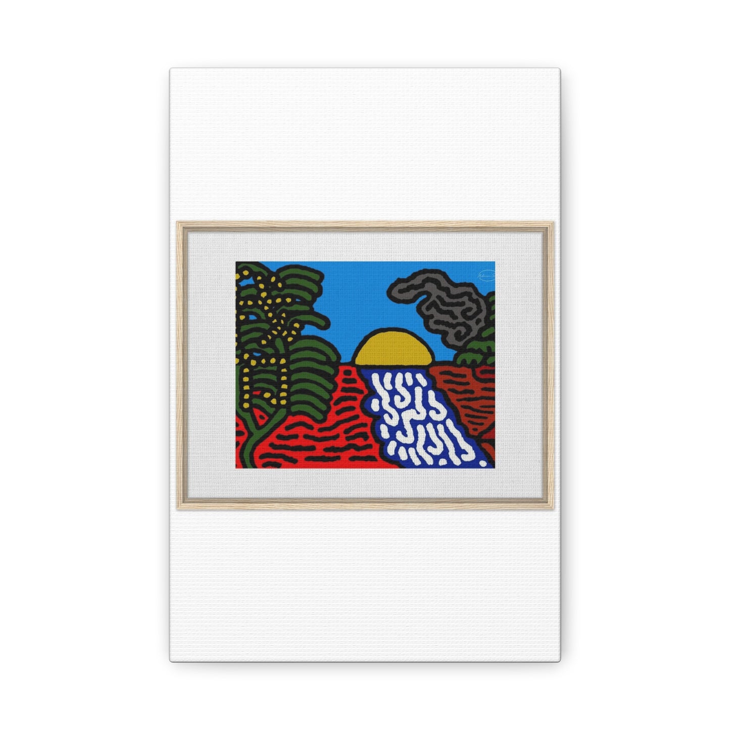 The river that joins the Australian wattle and Lebanese cedar tree in friendship Canvas (Small)