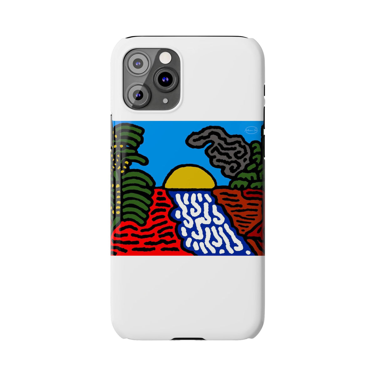 The river that joins the Australian wattle and Lebanese cedar tree in friendship Slim Phone Case