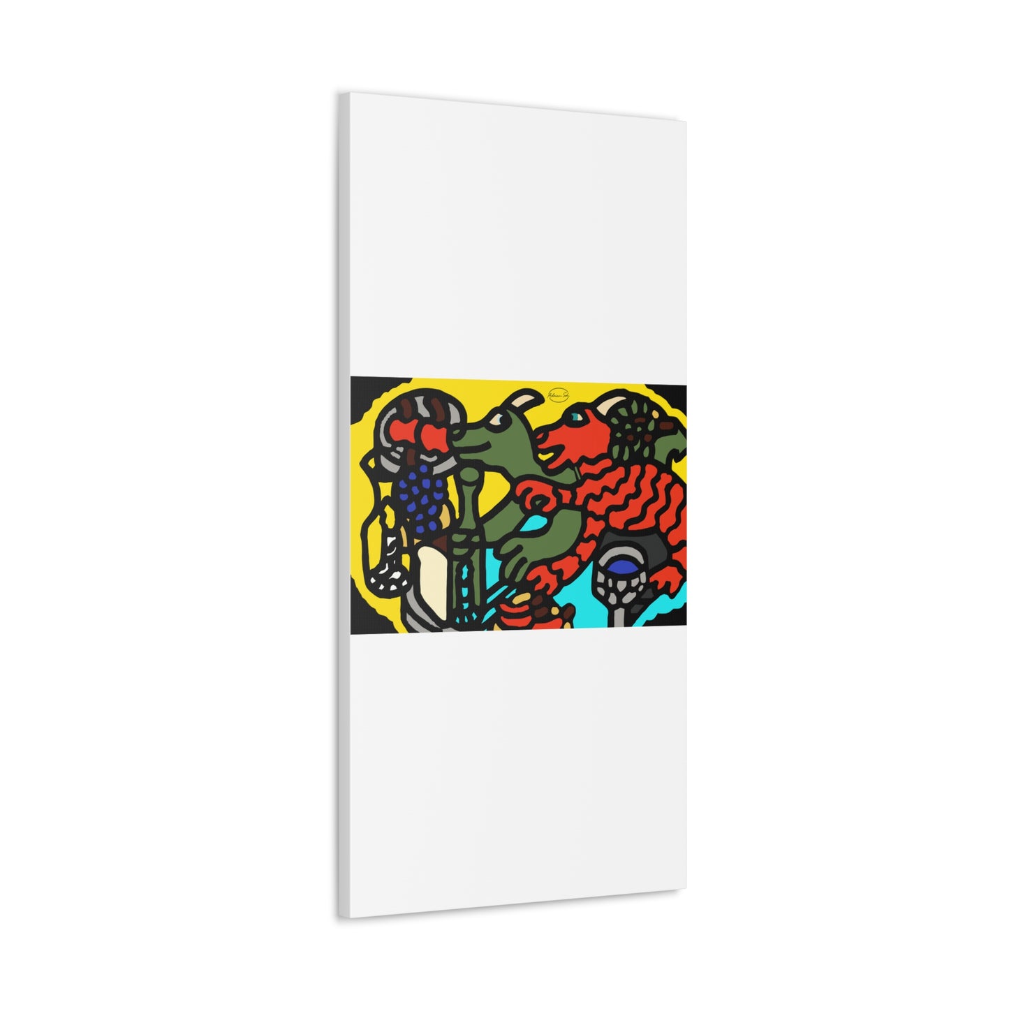 Two dragons enjoying a feast together Canvas (Large)